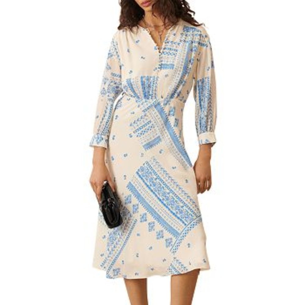 ba&sh dress ines xs off white bandana print